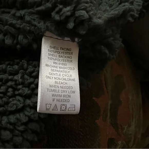 Denim&Co 1X Faux Suede Sherpa-lined Forest Green Open Front Jacket - Picture 7 of 7